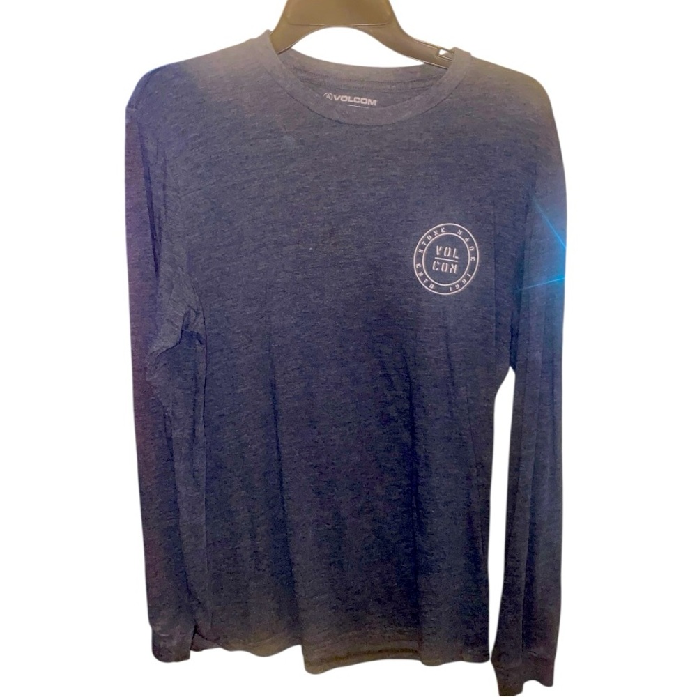 Mens Volcom Charcoal V-Neck Long Sleeve Shirt.